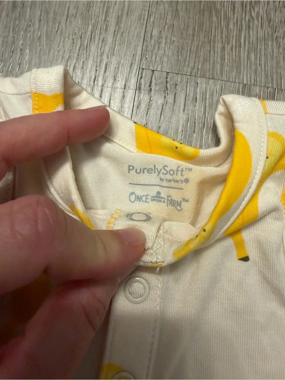 Carter's Once Upon A Farm Baby Banana PurelySoft Romper- Yellow/Cream- NWT